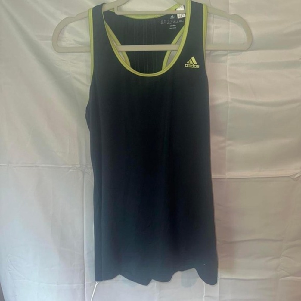Adidas Climalite Racerback Tank Top Navy Lime Green Women Athletic Gym Shirt